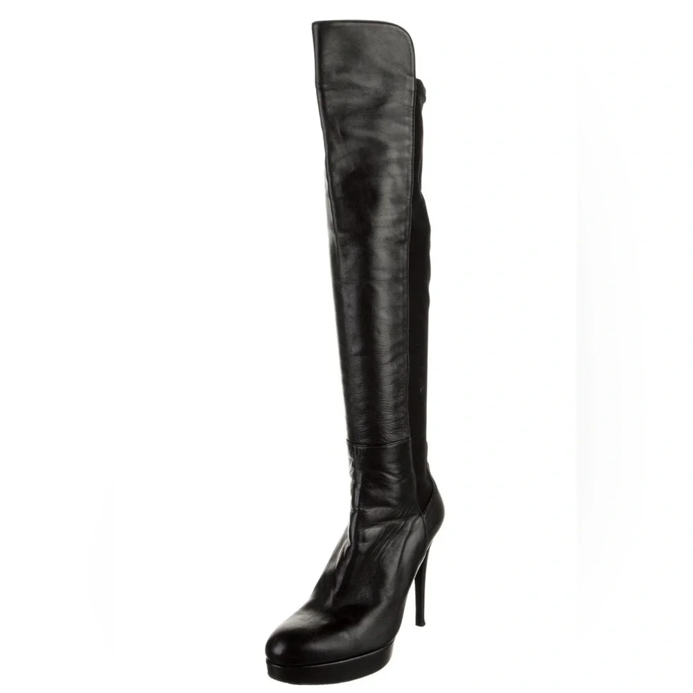 Stuart Weitzman Leather Knee-High Black Boots (US 9)